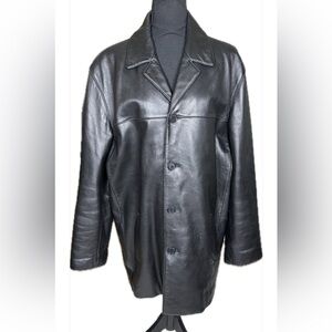 Alfani Men's Black Leather Trench Coat Large